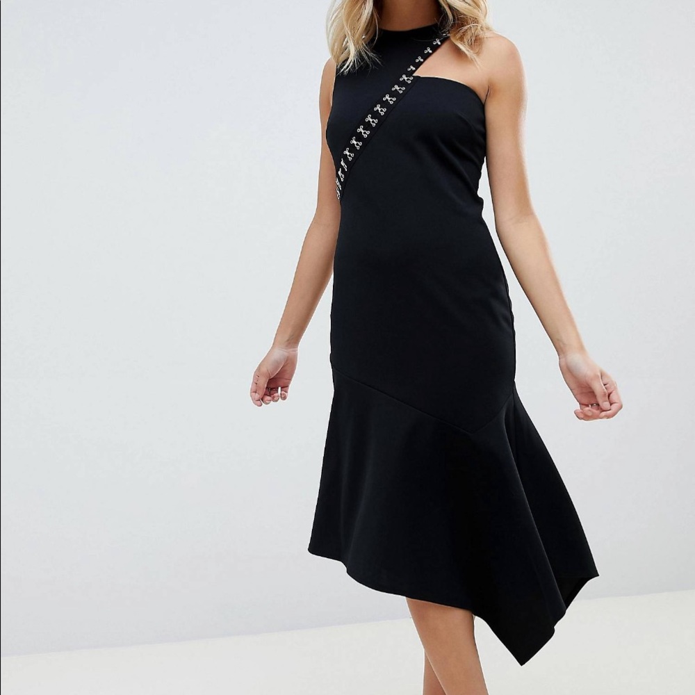 NEVER WORN Black asymmetrical ASOS dress